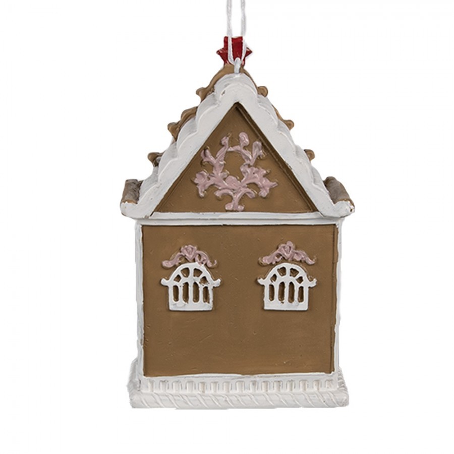 Závěsná vánoční růžová ozdoba perníková chaloupka Gingerbread - 6*4*9 cm