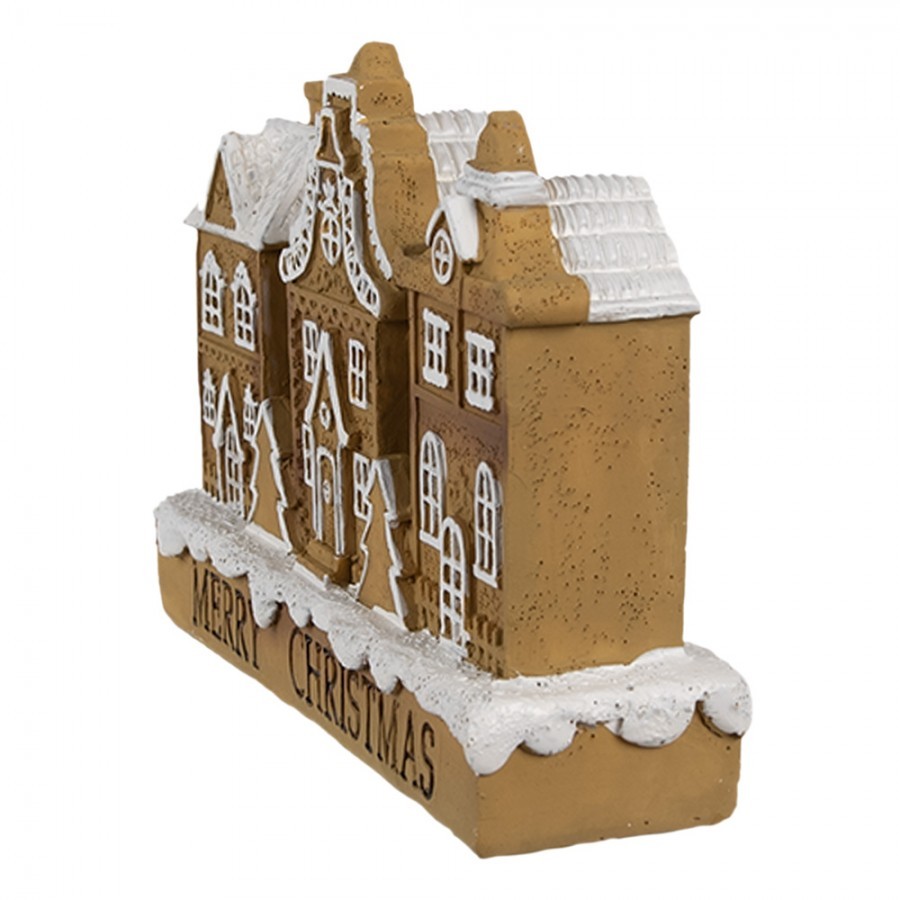 Hnědá dekorace perníkových domků v řadě Merry Christmas - 13*4*10 cm