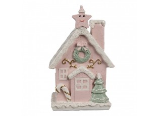 Růžová svítící perníková chaloupka Gingerbread House - 10*8*15 cm