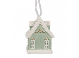 Zelená závěsná vánoční ozdoba perníková chaloupka Gingerbread - 6*4*8 cm