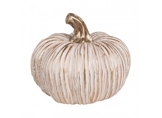 Bílo-zlatá keramická dekorace dýně Pumpkin - Ø 12 * 10 cm