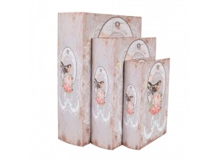 3ks úložný box ve tvaru knihy s ptáčky Bird - 27*22*7 / 22*17*6 / 17*12*4 cm