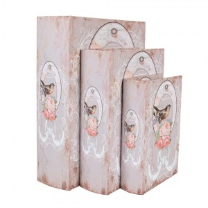 3ks úložný box ve tvaru knihy s ptáčky Bird - 27*22*7 / 22*17*6 / 17*12*4 cm