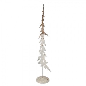 Bílo-hnědý antik kovový vánoční stromek - 16*11*45 cm