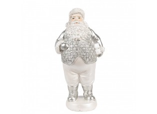 Bílo-stříbrná dekorace figurka Santa Claus - 8*6*16 cm