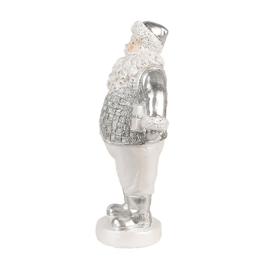 Bílo-stříbrná dekorace figurka Santa Claus - 8*6*16 cm