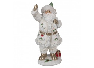 Bílá dekorace figurka Santa Claus s pytlem dárků - 14*16*31 cm