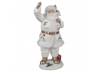 Bílá dekorace figurka Santa Claus s pytlem dárků - 21*23*43 cm