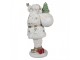 Bílá dekorace figurka Santa Claus s pytlem dárků - 21*23*43 cm