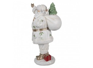 Bílá dekorace figurka Santa Claus s pytlem dárků - 21*23*43 cm