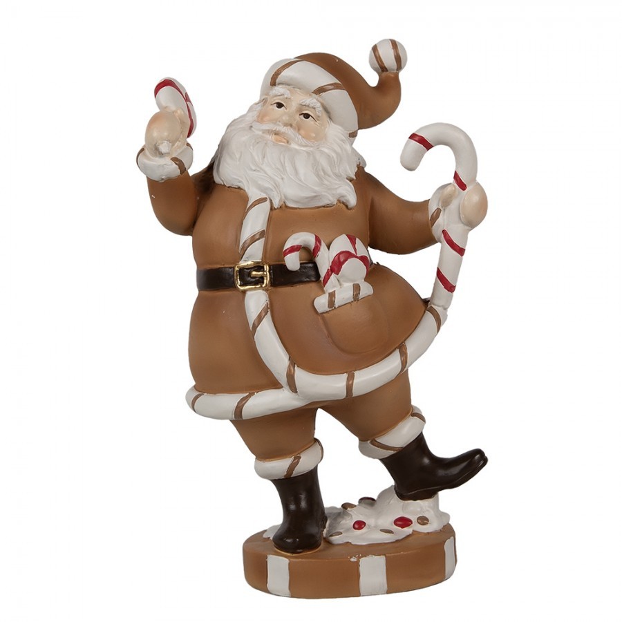 Hnědá vánoční dekorace Santa - 12*9*20 cm