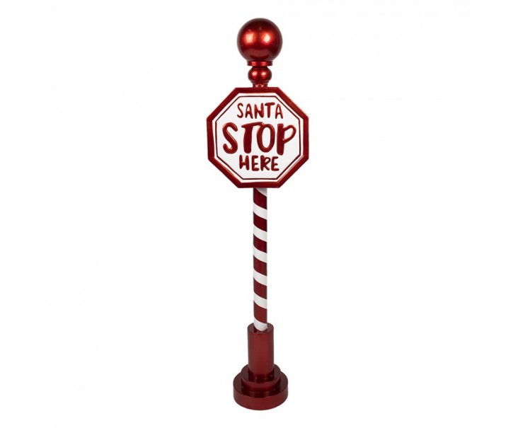 Vánoční dekorace cedule na noze Santa Stop Here - 26*16*107 cm