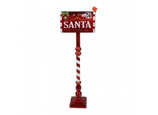 Vánoční dekorace červená schránka na noze Santa - 33*18*99 cm