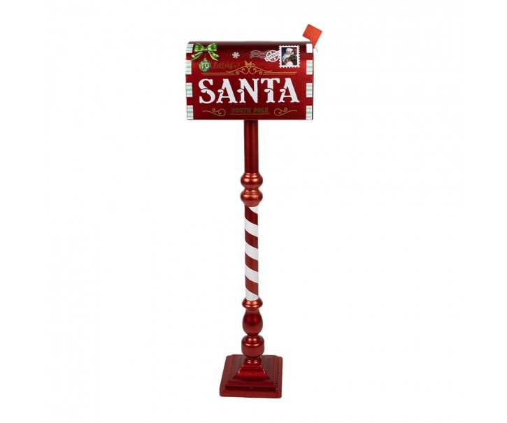 Vánoční dekorace červená schránka na noze Santa - 33*18*99 cm Clayre & Eef