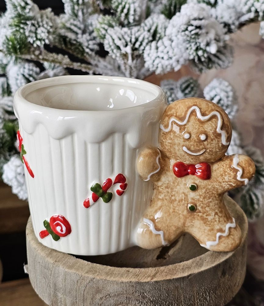 Bílý keramický hrneček Perníček Gingerbread - 15*10*10 cm / 350 ml