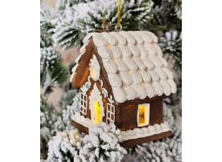 Závěsná svítící ozdoba perníková chaloupka Gingerbread House - 8*6*9 cm