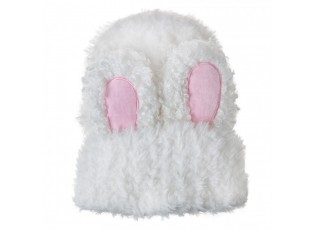 Nadýchaná bílá čepice s králičími oušky Rabbit - one size