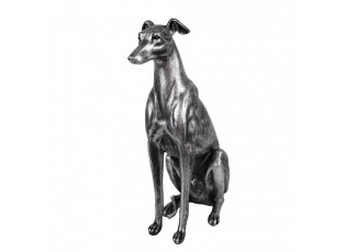 Decorative Dog Figurine 20x10x30 Cm Silver Colored Plastic - 20*10*30 cm