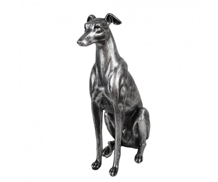 Decorative Dog Figurine 20x10x30 Cm Silver Colored Plastic - 20*10*30 cm Clayre & Eef