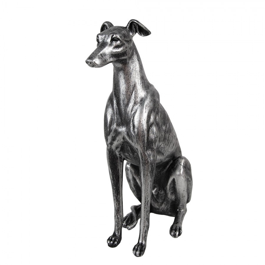 Decorative Dog Figurine 20x10x30 Cm Silver Colored Plastic - 20*10*30 cm