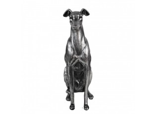 Decorative Dog Figurine 20x10x30 Cm Silver Colored Plastic - 20*10*30 cm