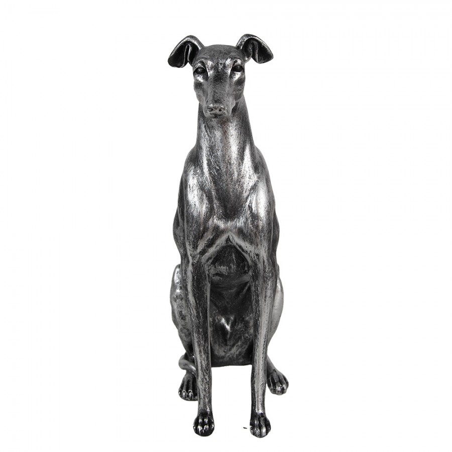 Decorative Dog Figurine 20x10x30 Cm Silver Colored Plastic - 20*10*30 cm