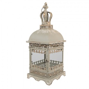 Zelenošedá dekorační zdobená lucerna Igla - 20*20*51 cm