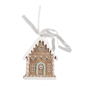 Hnědá závěsná vánoční ozdoba perníková chaloupka Gingerbread - 6*1*8 cm