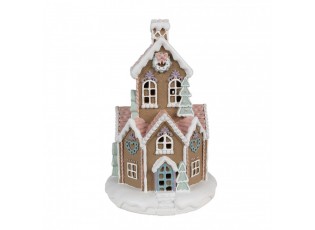 Hnědá svítící perníková chaloupka Gingerbread House - Ø 14*22 cm / 3*AAA