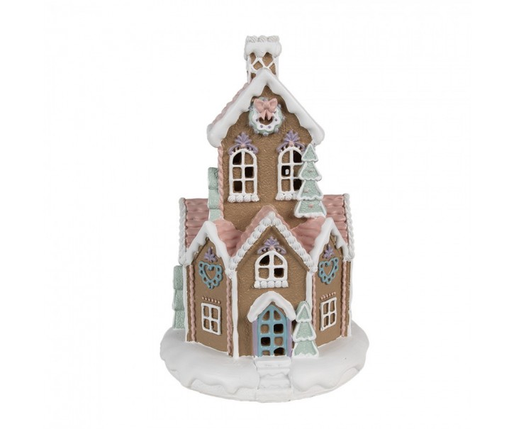 Hnědá svítící perníková chaloupka Gingerbread House - Ø 14*22 cm / 3*AAA