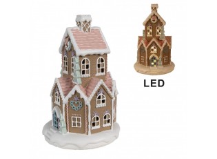 Hnědá svítící perníková chaloupka Gingerbread House - Ø 14*22 cm / 3*AAA