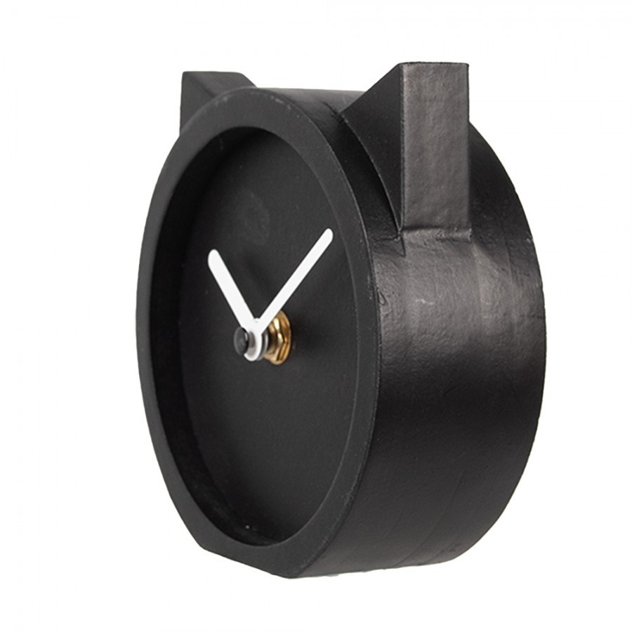 Table Clock 12x5x13 Cm Black Wood Cat - 12*5*13 cm / 1*AA