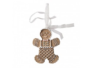 Hnědá vánoční ozdoba Perníček Gingerbread - 6*1*8 cm