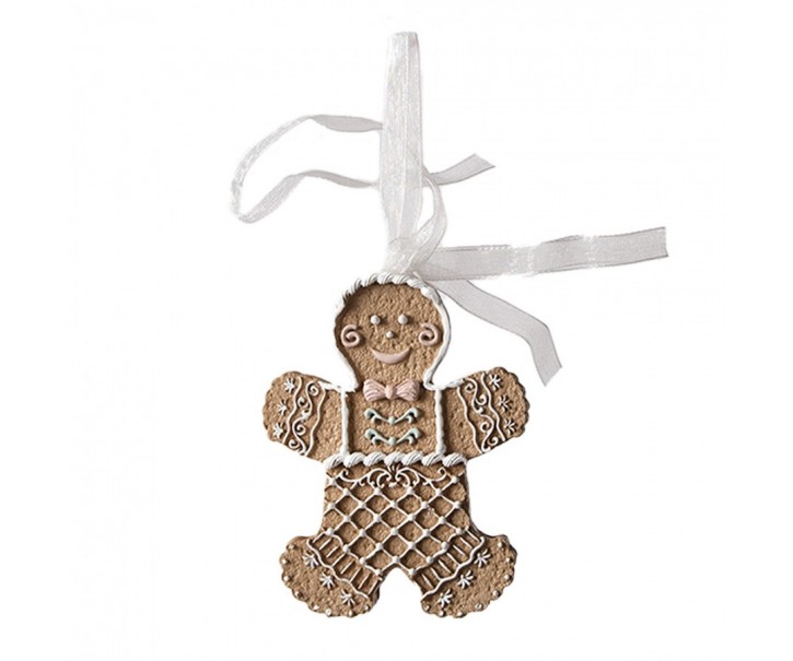 Hnědá vánoční ozdoba Perníček Gingerbread - 6*1*8 cm