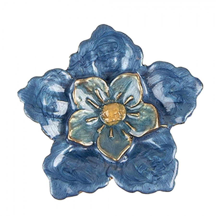 Modro-zlatá kovová úchytka ve tvaru květu - 4*3*4 cm / S3 cm