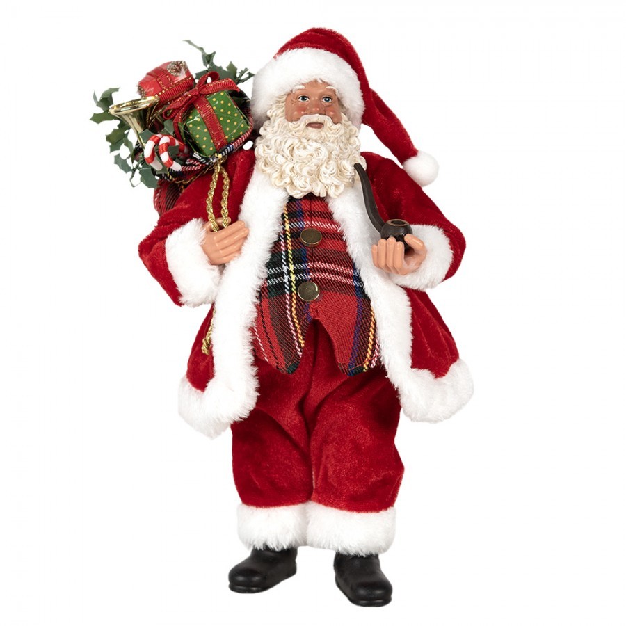 Červená vánoční dekorace Santa s dárky - 16*10*27 cm