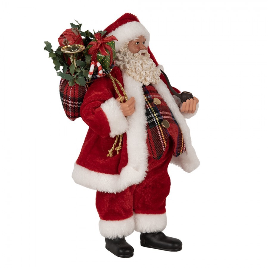 Červená vánoční dekorace Santa s dárky - 16*10*27 cm