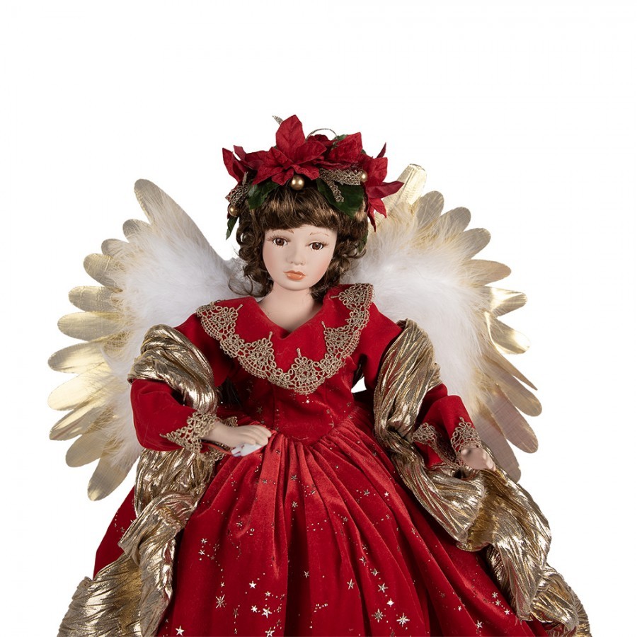 Červený hrající Anděl v šatech a svítícími křídly Angel Chris led - 50*30*65 cm