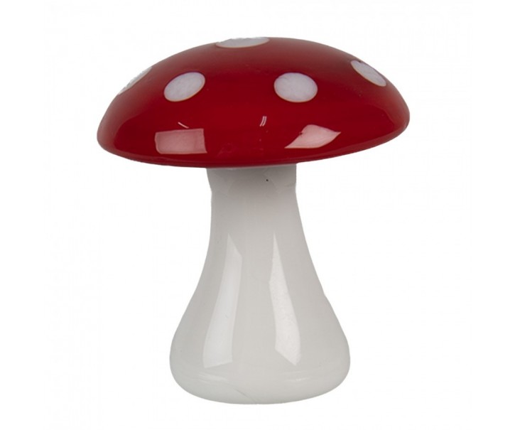 Decorative Figurine Mushroom ? 4x4 Cm Red White Glass - Autumn Clayre & Eef