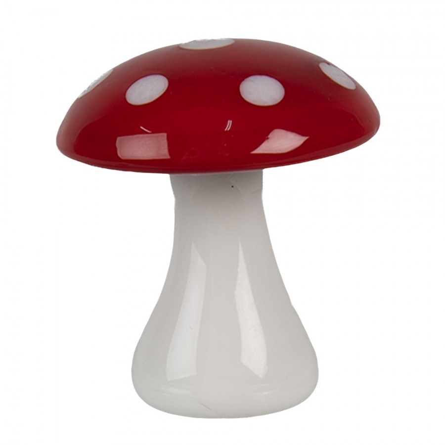 Decorative Figurine Mushroom ? 4x4 Cm Red White Glass - Autumn