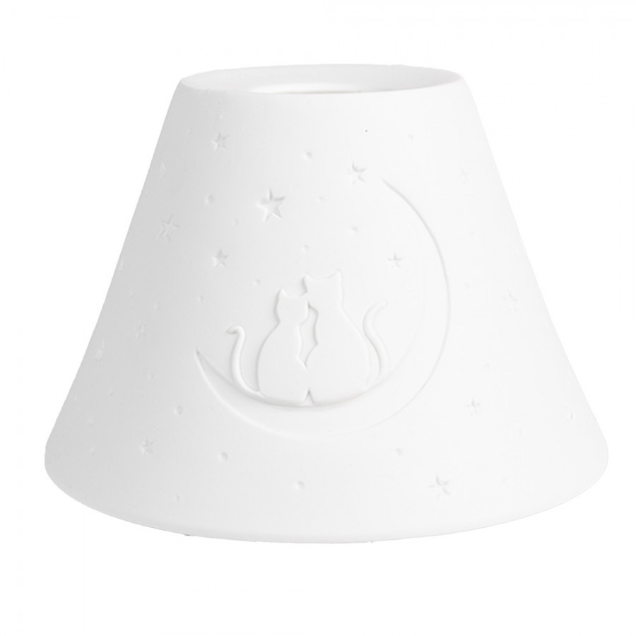 Lampshade ? 15x10 Cm White Porcelain Cats - Collections