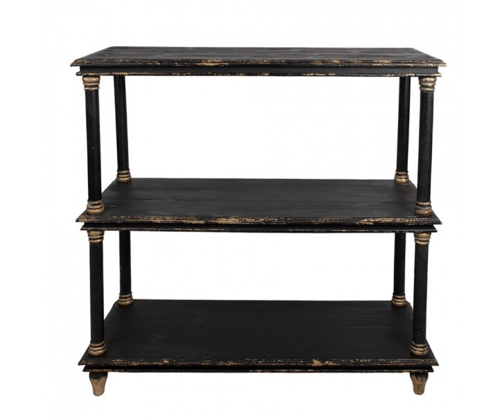 Černo-zlatý antik dřevěný konzolový stolek / regál Bookrino - 110*40*113 cm Clayre & Eef