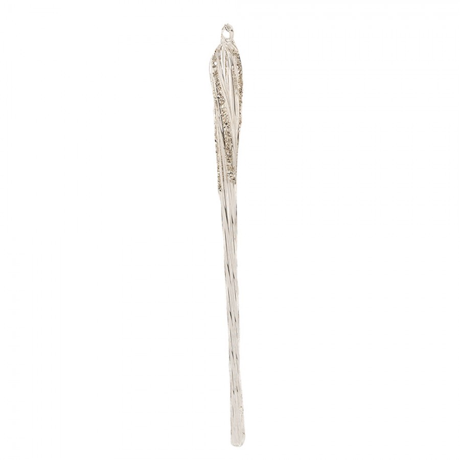 Transparentní skleněná vánoční ozdoba rampouch se třpytkami - 2*30 cm 