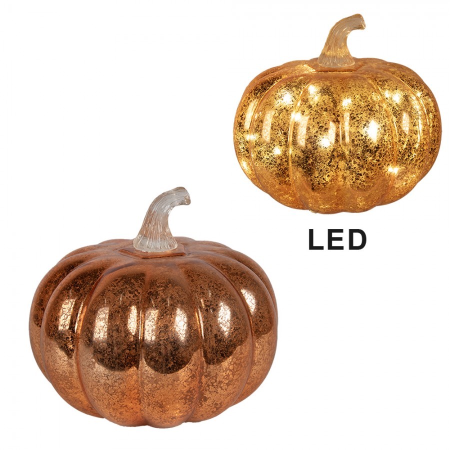 Měděná dekorativní dýně s Led světýlky - Ø 15*13 cm / 3*AAA