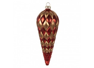 Christmas Bauble ? 6x16 Cm Red Gold Colored Glass Christmas Tree Decorations - 6,00 cm