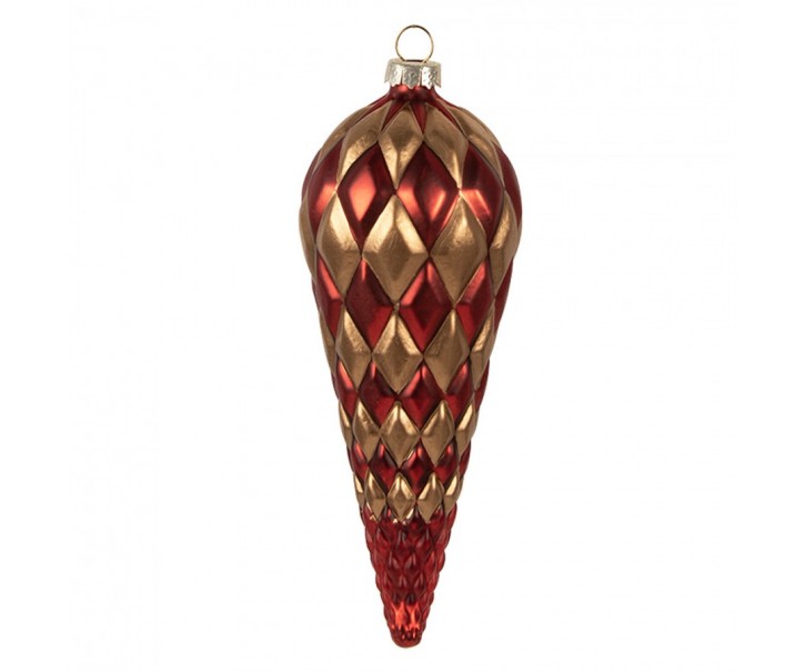 Christmas Bauble ? 6x16 Cm Red Gold Colored Glass Christmas Tree Decorations - 6,00 cm Clayre & Eef