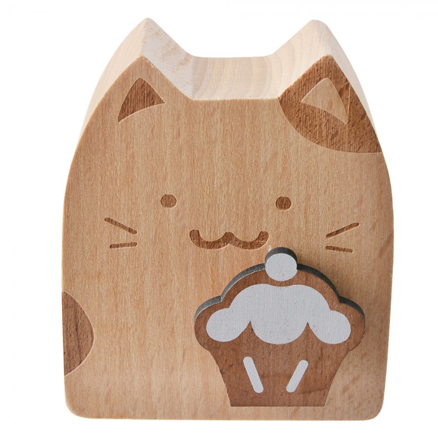 Dřevěná natahovací hrací skříňka kočička Kitty - 7*4*8 cm 