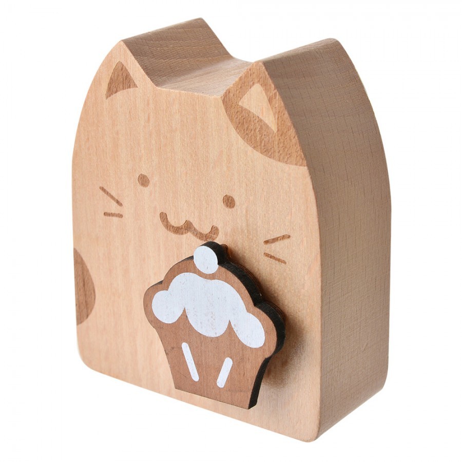 Dřevěná natahovací hrací skříňka kočička Kitty - 7*4*8 cm 