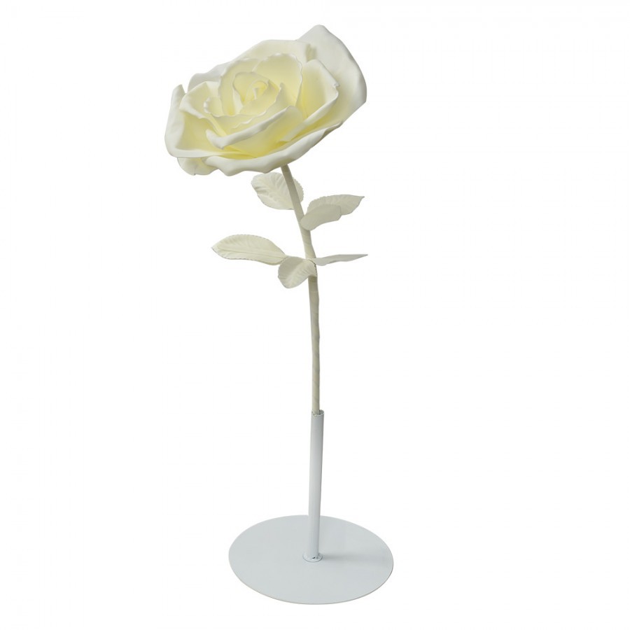 Veliká stojací dekorace bílá růže ve stojanu Rose XXL - 23*80 cm 