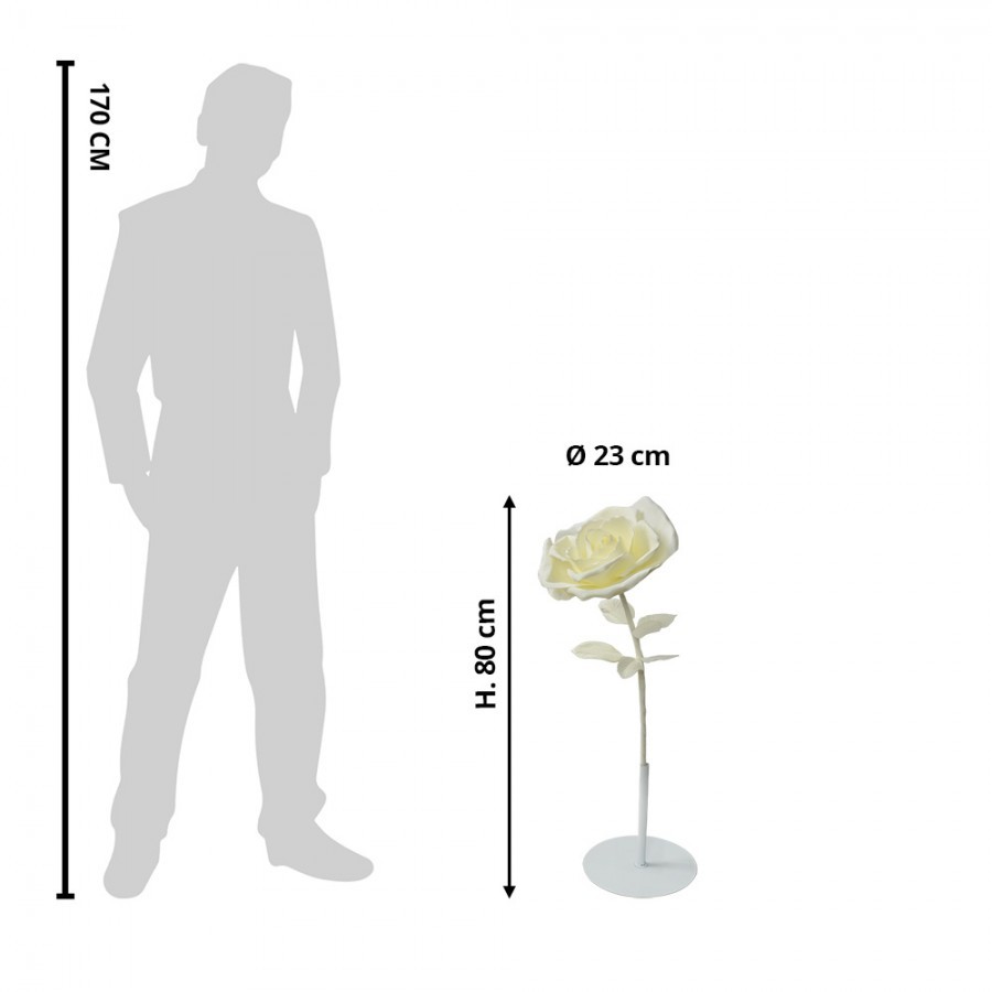 Veliká stojací dekorace bílá růže ve stojanu Rose XXL - 23*80 cm 